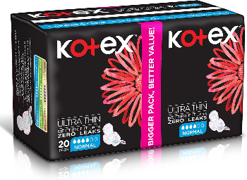 20 SanitaryKotex Ultra Thin Pads, Normal Size 16 Sanitary