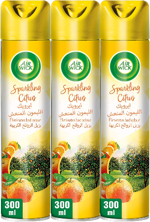 Air Wick Sparkling Citrus Aerosol, Air Freshener, 300 mlx3