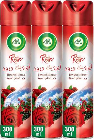 Air wick Freshener Aerosol Rose 300ml, Pack of 3