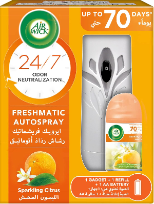 Air Wick Air Freshene Auto Spray Sparkling Citrus, Gadget and 1 Refill